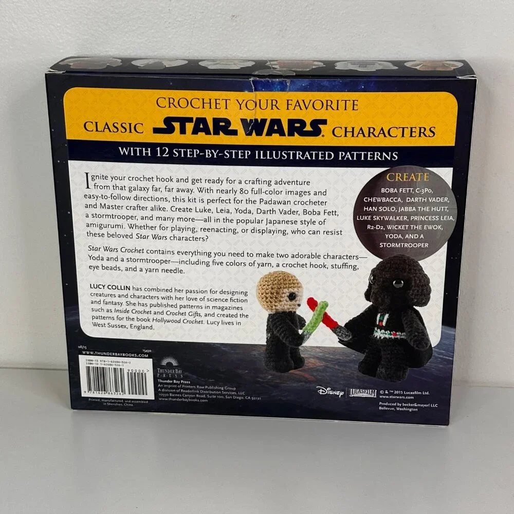 Star Wars Crochet Kit 12 Step-By-Step Illustrated Patterns, Yoda & Stormtrooper